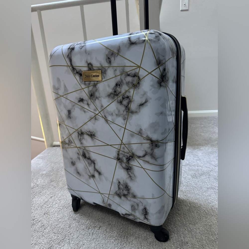 Juicy Couture Gray Marble Suitcase Rolling Spinner Hardshell Luggage suitcase